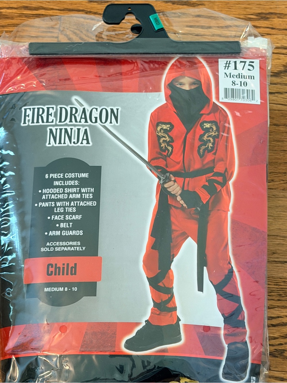 Fire Dragon Ninja Child Costume - Red Hooded Outfit